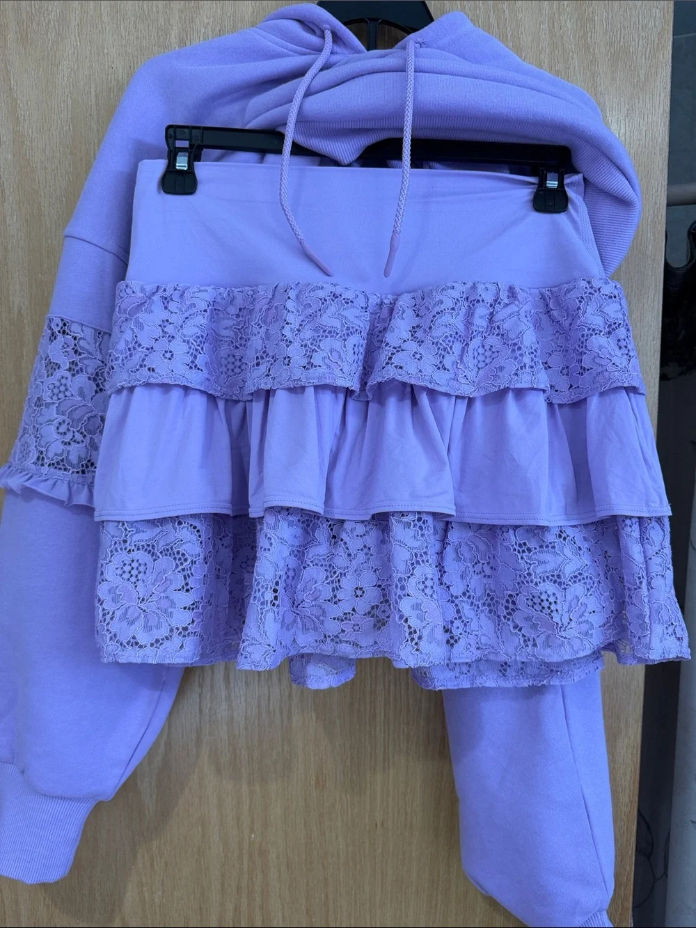 JoyLab Lavender Lace Sleeve Hoodie and Skort - Picture 3 of 3